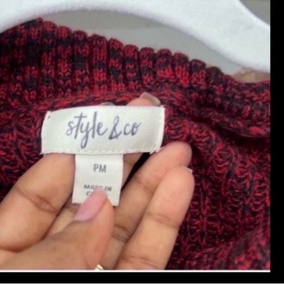 Style & Co Women's Envelope-Neck Sweater Red Size PM Petite M 8-10 - Picture 4 of 9